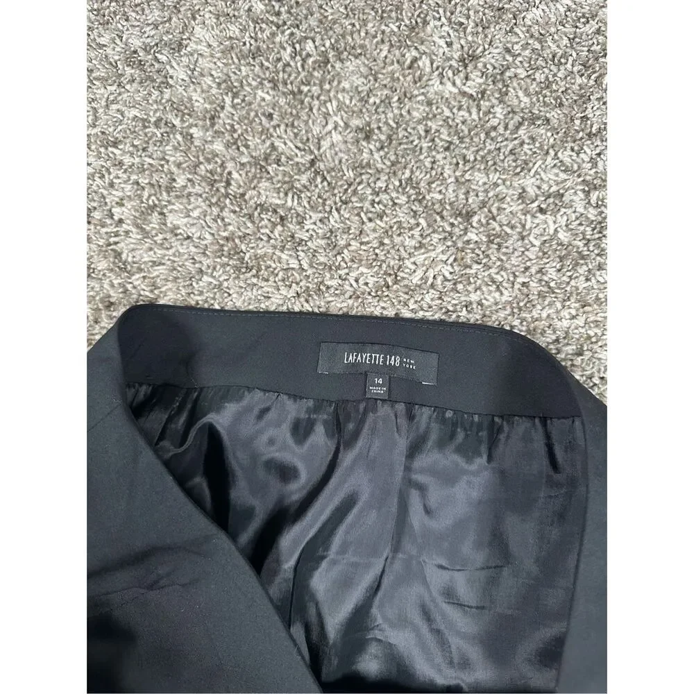 Lafayette New York 148 Virgin Wool Pencil Knee Length Black Skirt 14 Office